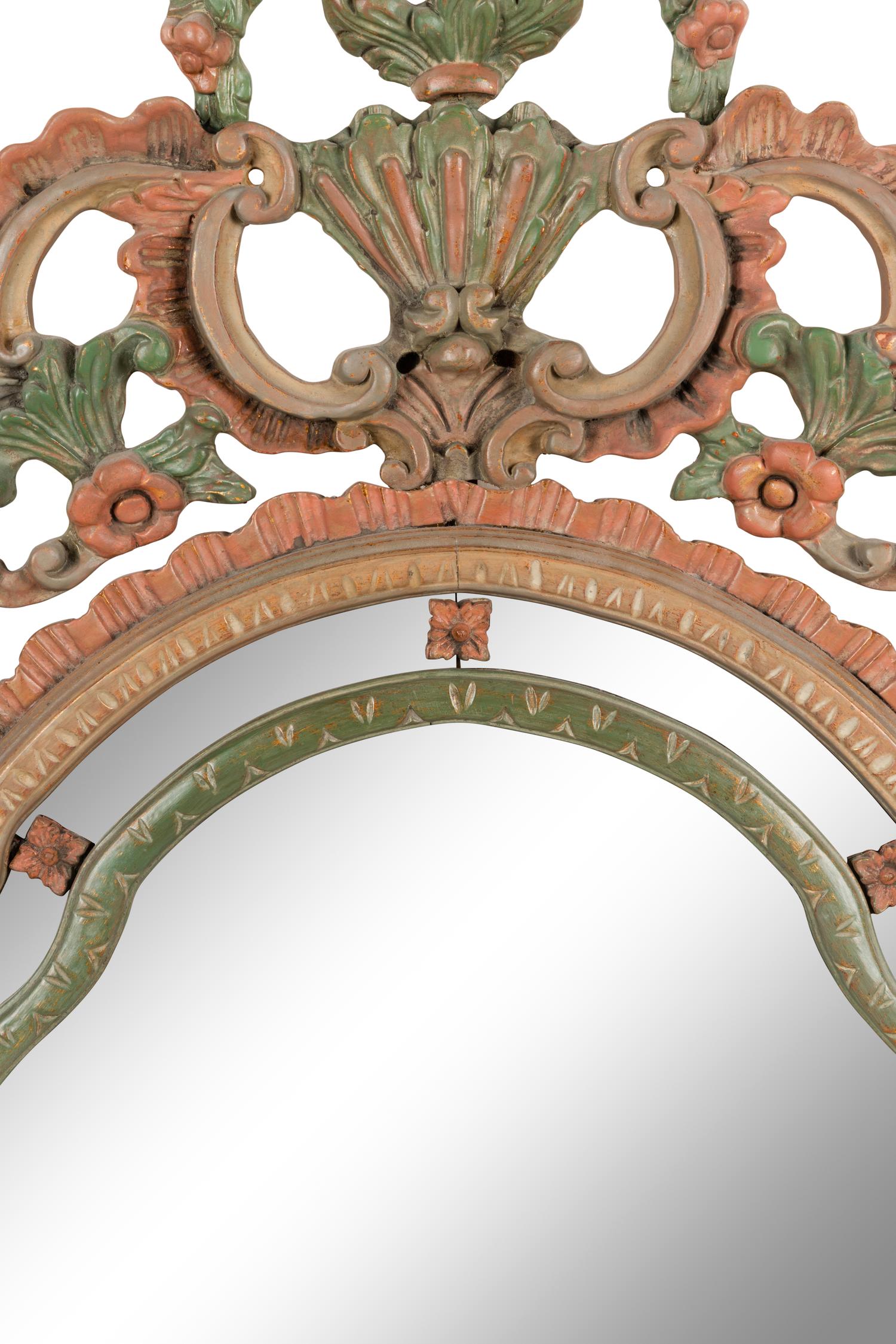 An Italian Polychrome Decorated Mirror