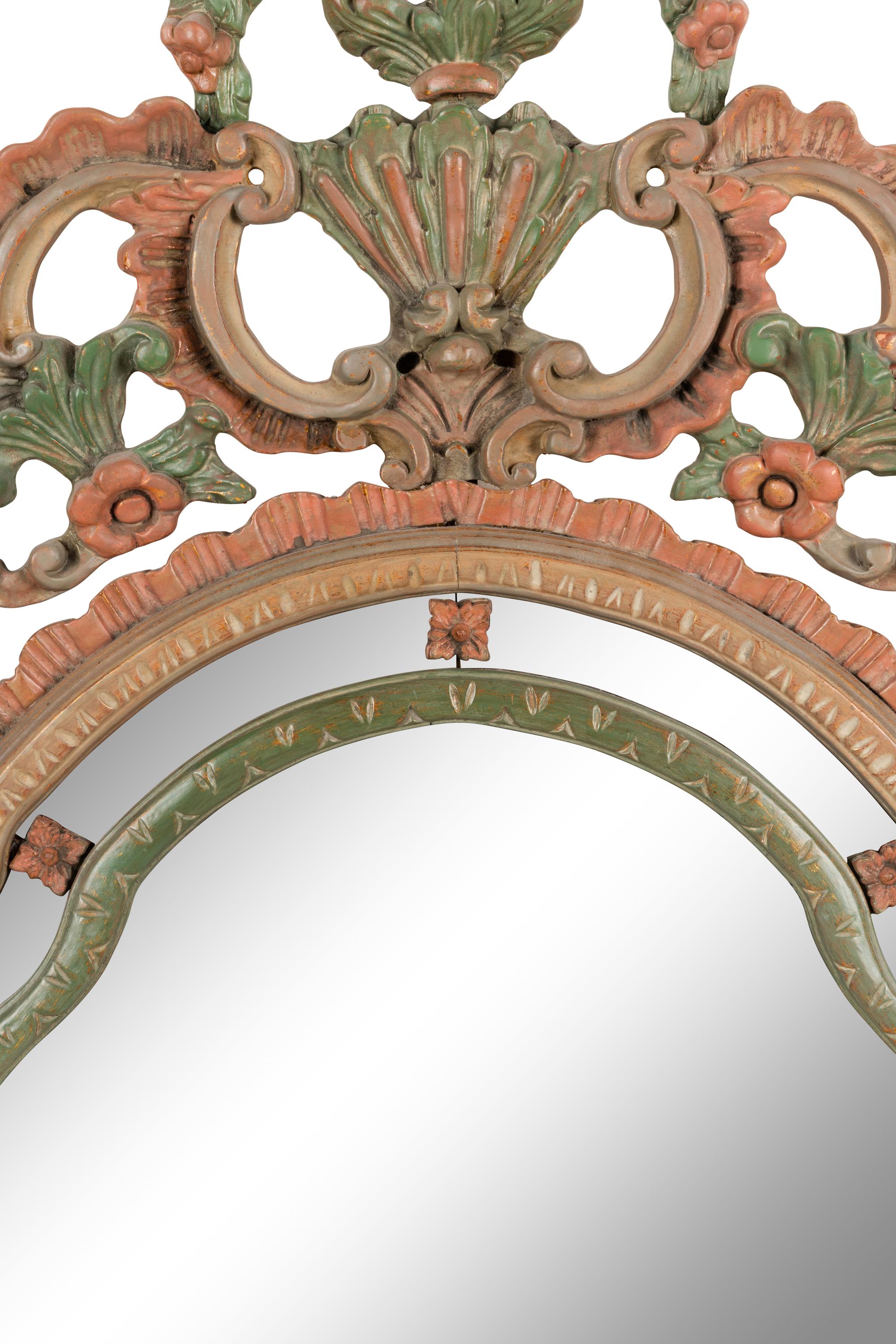 An Italian Polychrome Decorated Mirror