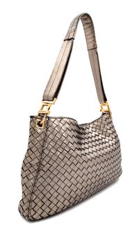 A Bottega Veneta Bronze Intrecciato Shoulder Bag, 8.75" H x 14" W x 1.5" D; Strap drop: 10.5".
