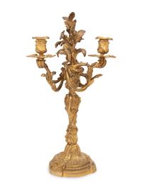 A Louis XV Style Gilt Bronze Three-Light Candelabrum
