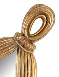 A Pair of Neoclassical Style Gilded Ribbon-Swag Motif Mirrors