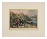 [HUNTING & SPORTING SCENES] -- CURRIER and IVES, publishers Deer Shooting. In the Northern Woods, n.d. (G.1672). -- And another copy. -- Partridge Shooting, No. 174, 1855. (G.5113). -- Partridge Shooting, 1870.(G. 5115). -- Wild Duck Shooting. On the Wing, 1870. (G.7213). -- The Rubber. "Put to His Trumps," n.d. (G.5687).