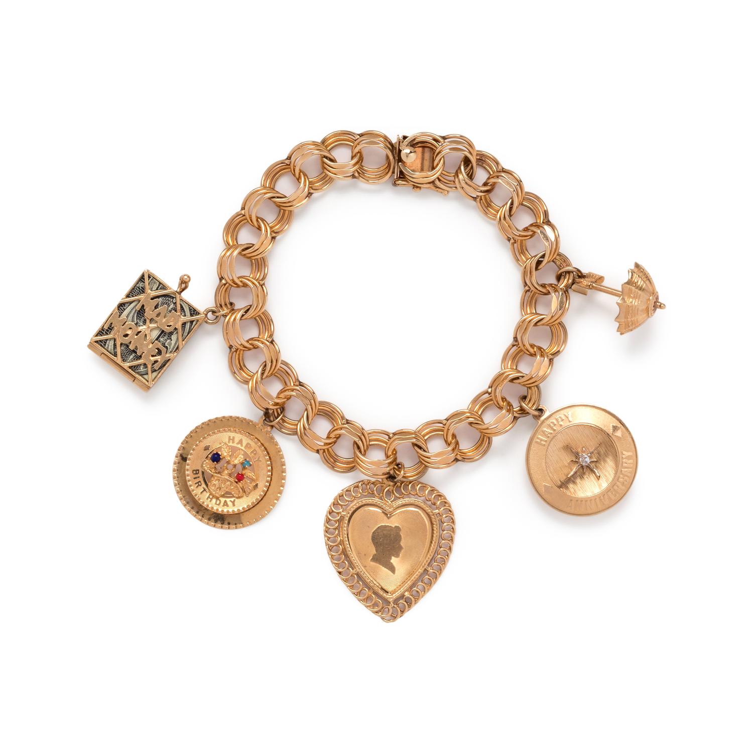 YELLOW GOLD CHARM BRACELET