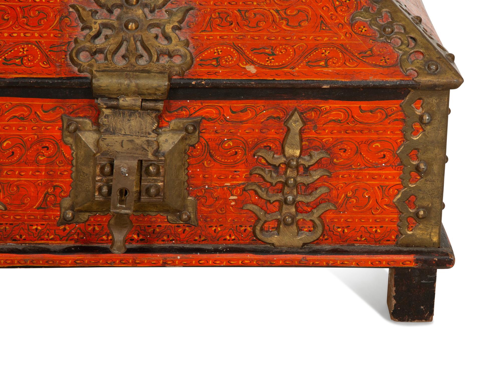 An Indian Painted Wood Table Casket