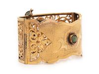 YELLOW GOLD AND HARDSTONE CUFF BRACELET