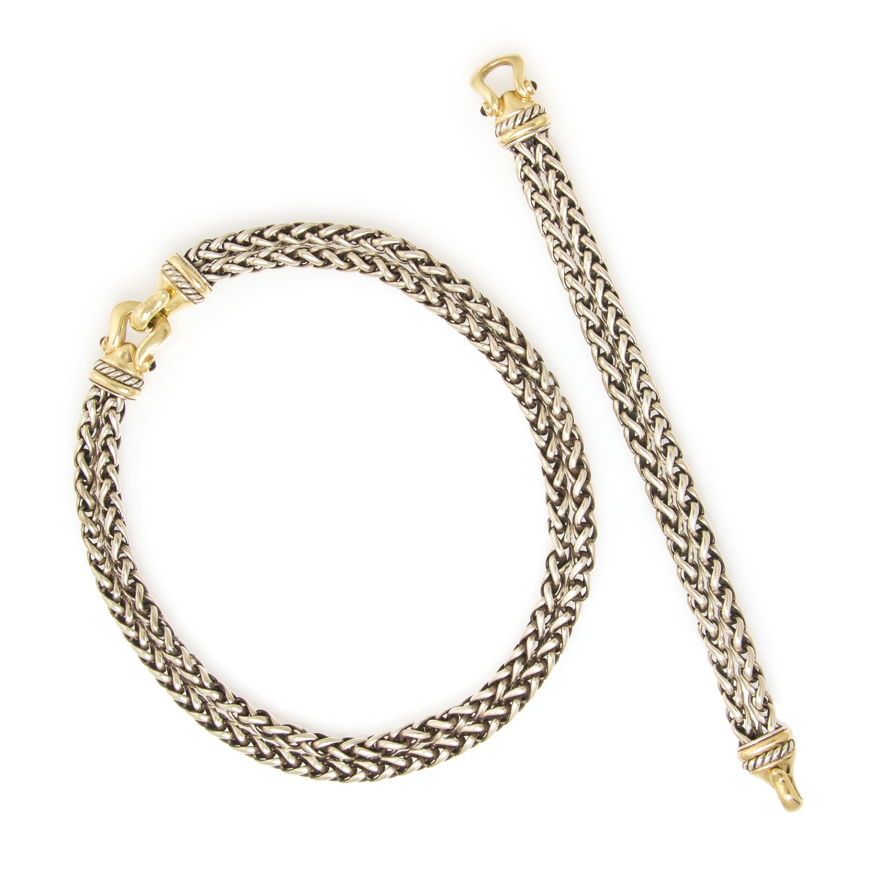 A Collection of Sterling Silver, 14 Karat Yellow Gold, and Garnet Jewelry, David Yurman, 105.90 dwts.