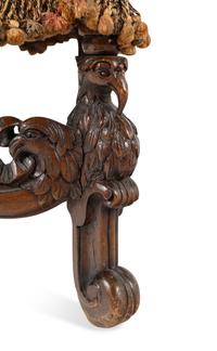 A William and Mary Style Carved Walnut Tapestry-Upholstered Armchair