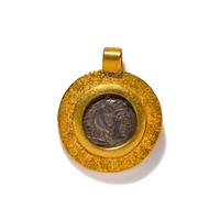A Greek Silver Drachm with Alexander the Great — Set in a gold pendant