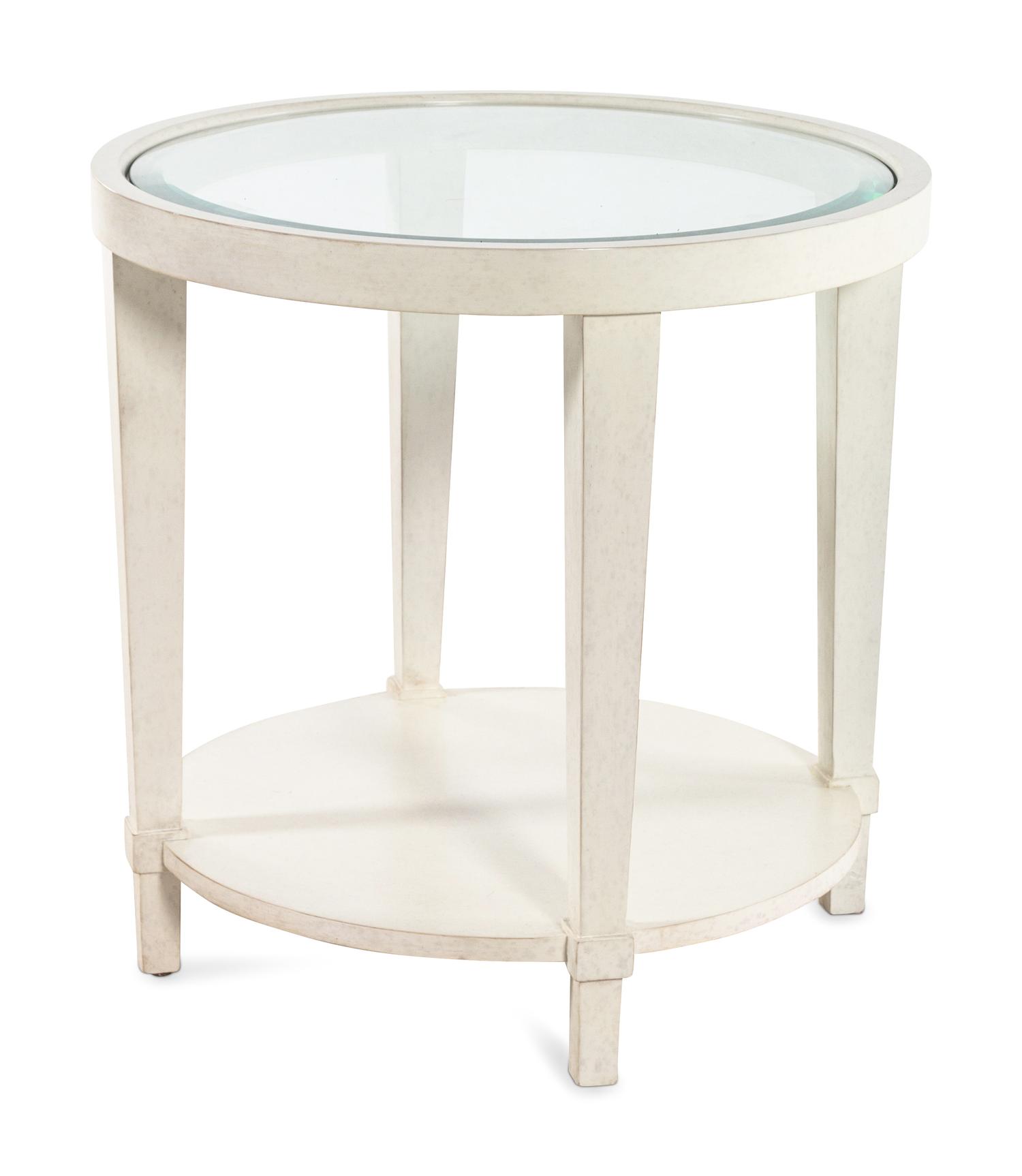 A Contemporary White-Painted Glass-Top Side Table
