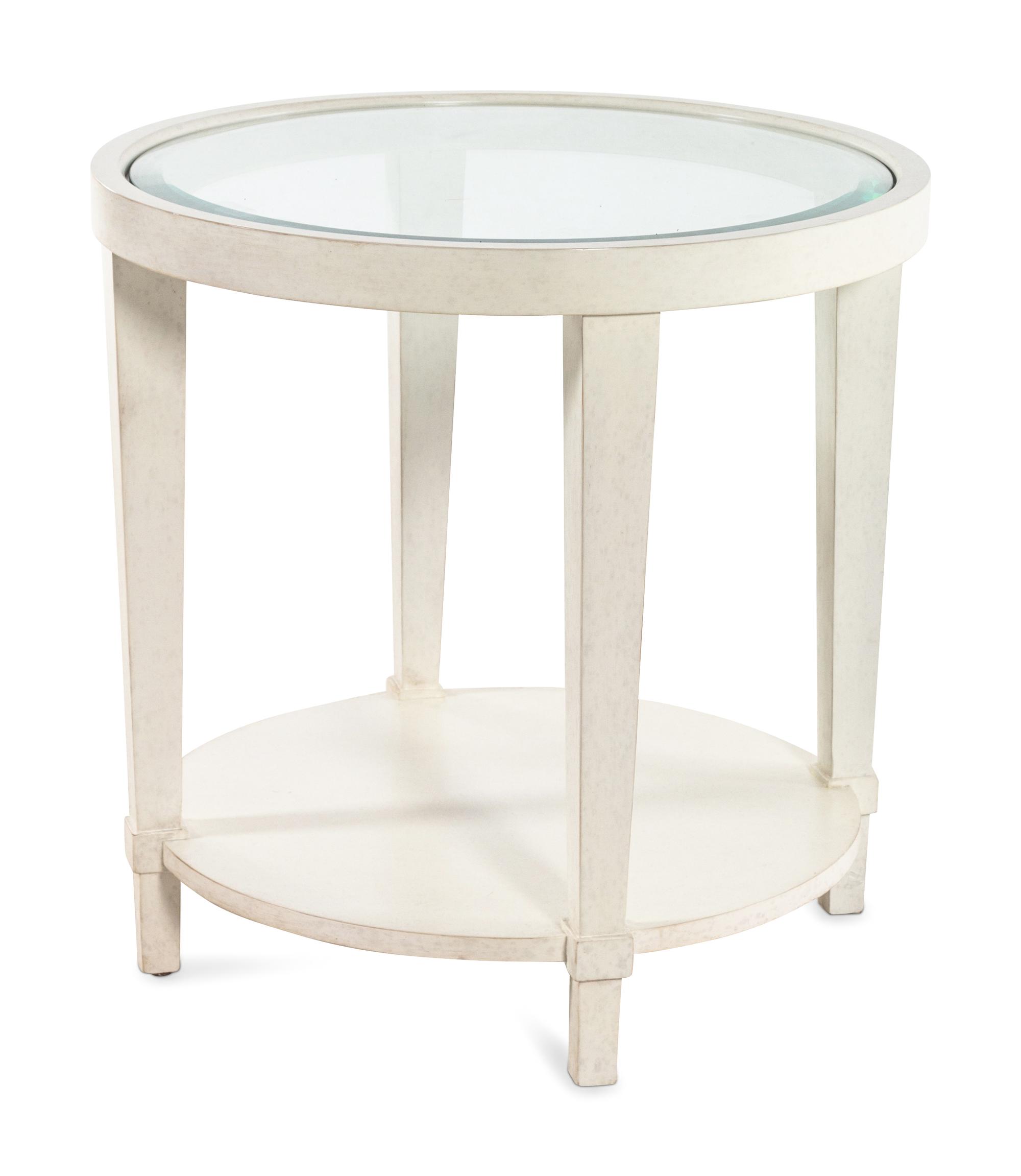 A Contemporary White-Painted Glass-Top Side Table