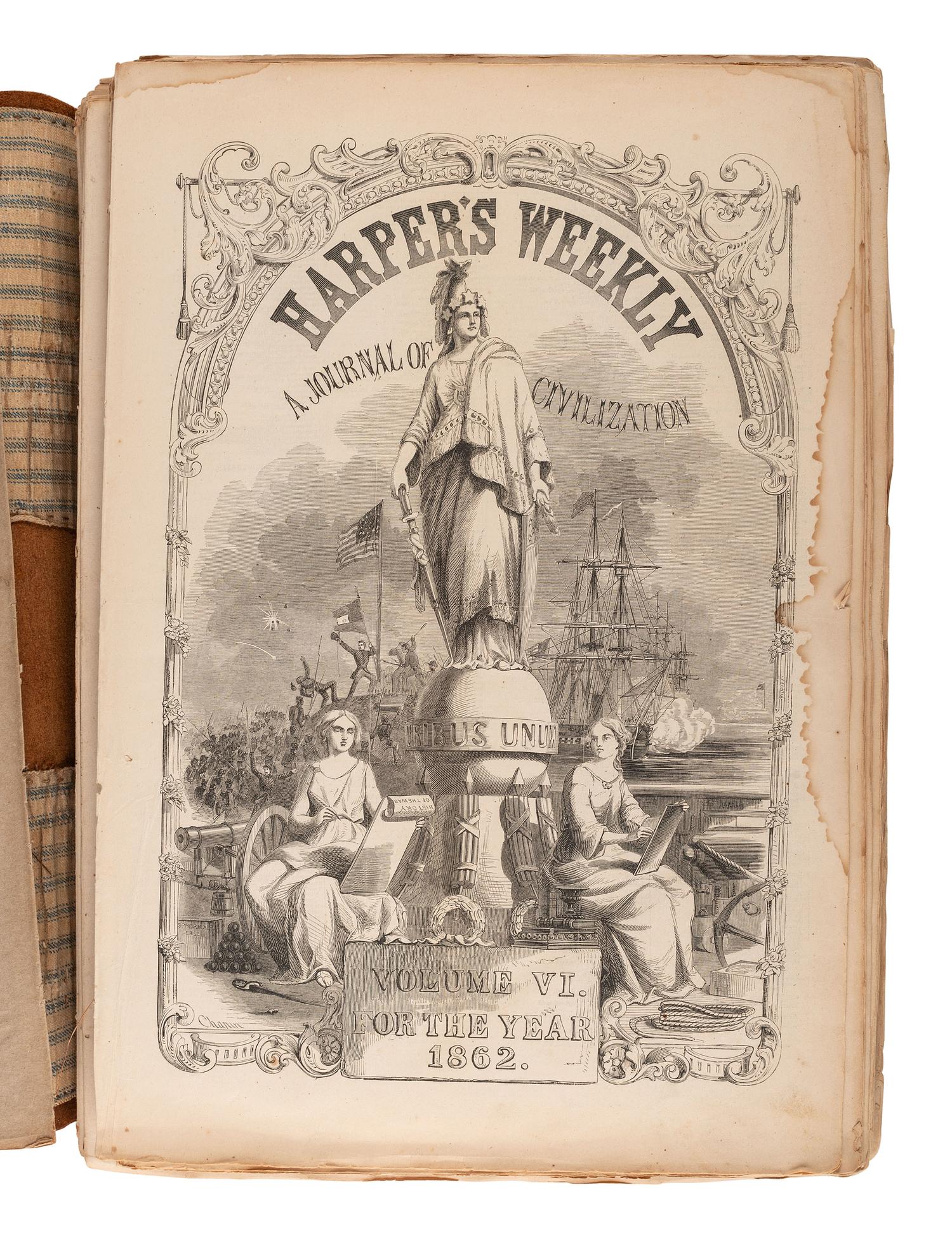 [CIVIL WAR]. Harper's Weekly . Bound volumes for 1862 and 1863. New York: Harper & Brothers.