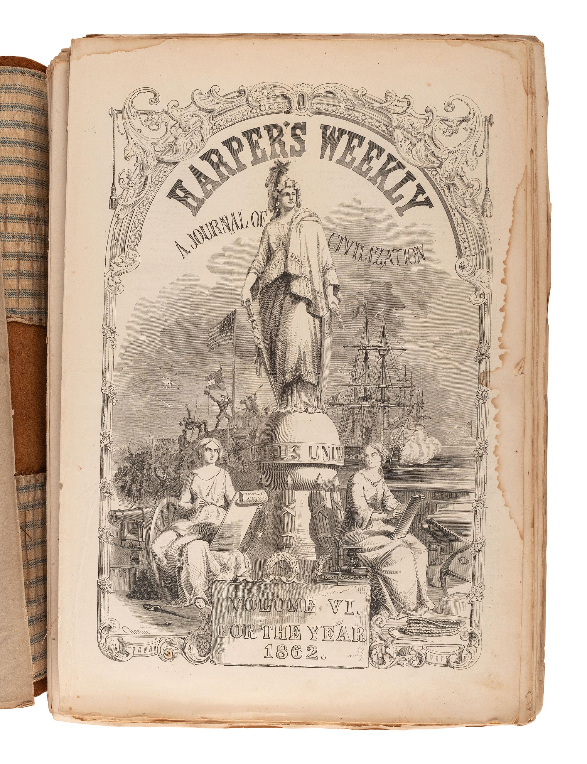 [CIVIL WAR]. Harper's Weekly . Bound volumes for 1862 and 1863. New York: Harper & Brothers.