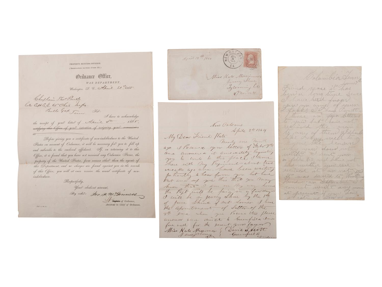 [CIVIL WAR]. War-date documents relating to Ohio, Indiana, and Wisconsin.