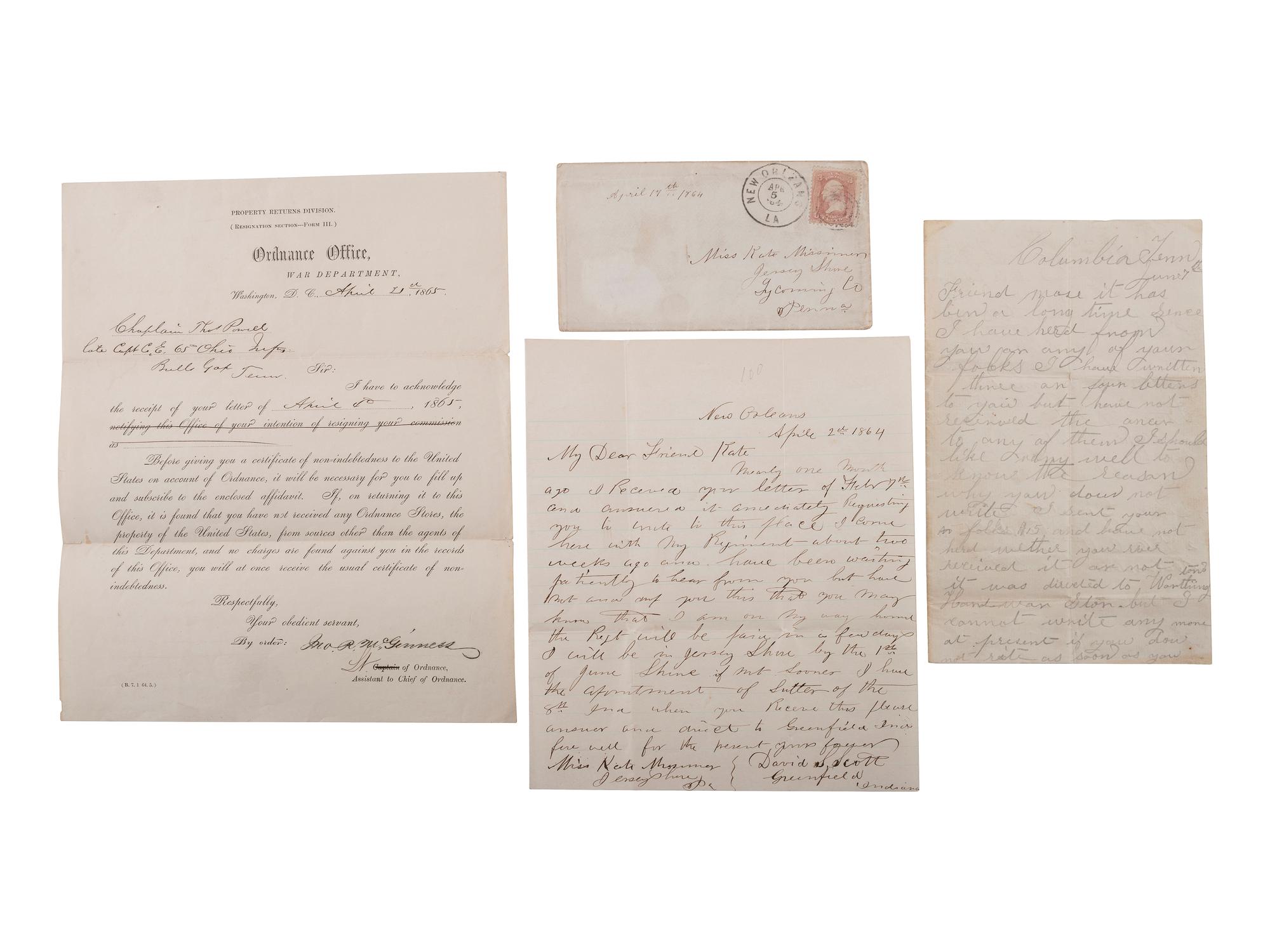 [CIVIL WAR]. War-date documents relating to Ohio, Indiana, and Wisconsin.
