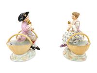 A Pair of Meissen Porcelain Basket Figures