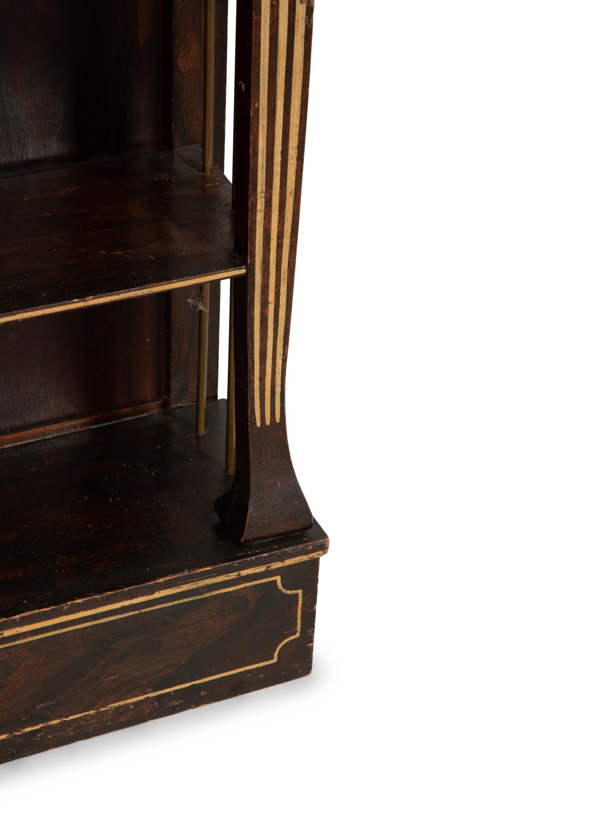 A Pair of Regency Style Grain-Painted and Gilt Metal-Mounted Diminutive Bookcases