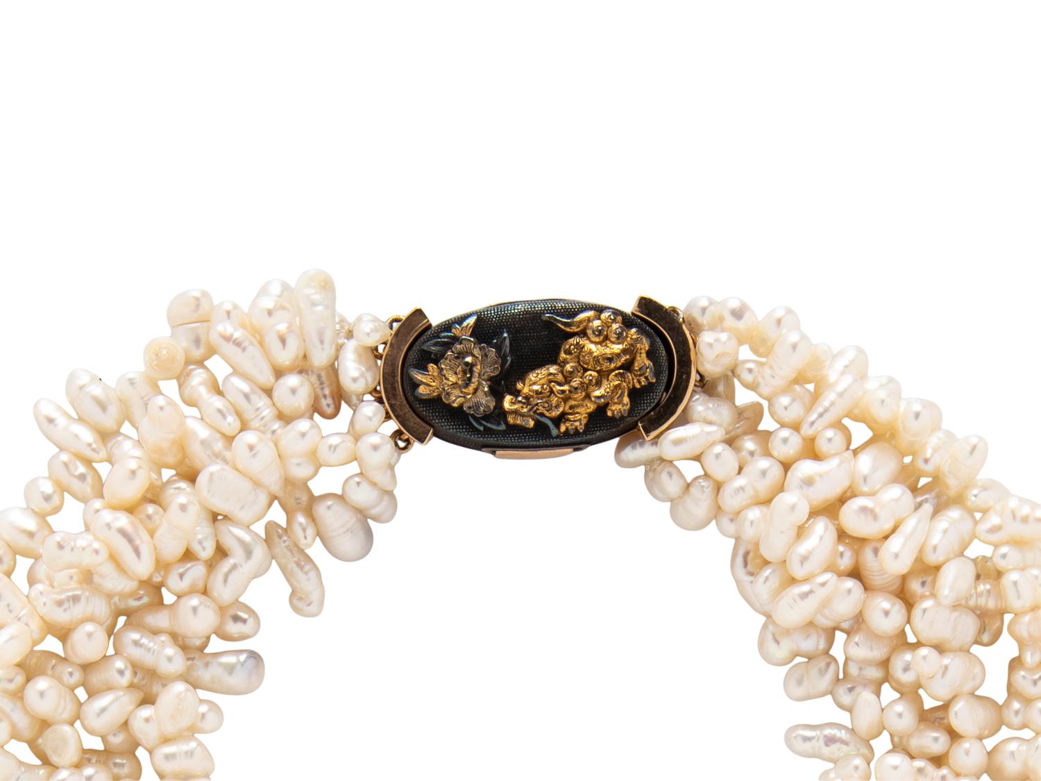 YELLOW GOLD AND KESHI PEARL TORSADE NECKLACE
