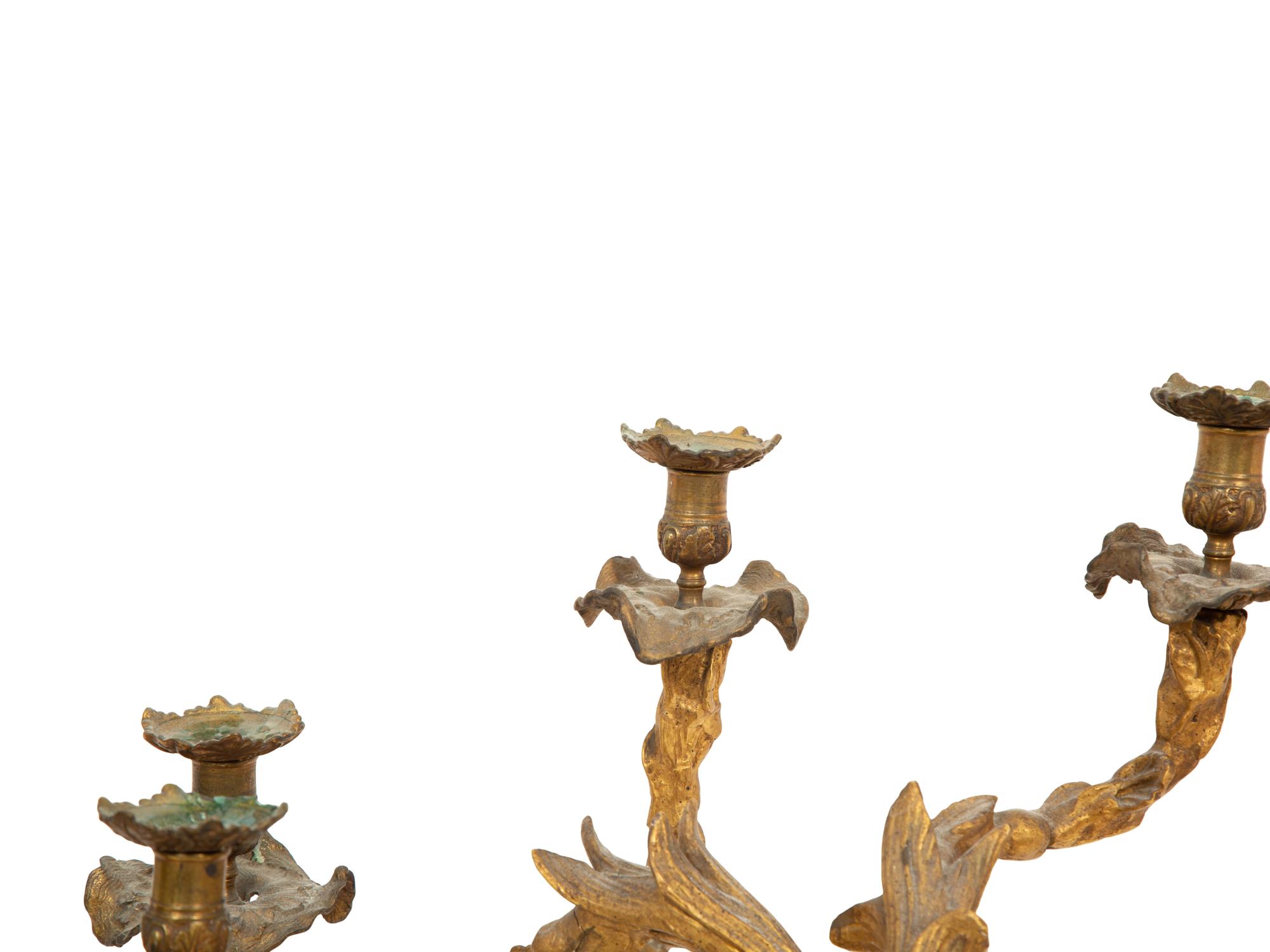 A Pair of Italian Carved Giltwood Five-Light Candelabra