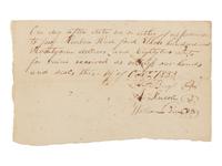 LINCOLN, Abraham (1809-1865). Autograph promissory note signed ("A. Lincoln"), countersigned by William F. Berry and William Green for Rueben Radford. New Salem, Illinois, 19 October 1833.