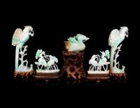 Five Chinese Jadeite Figures of Birds