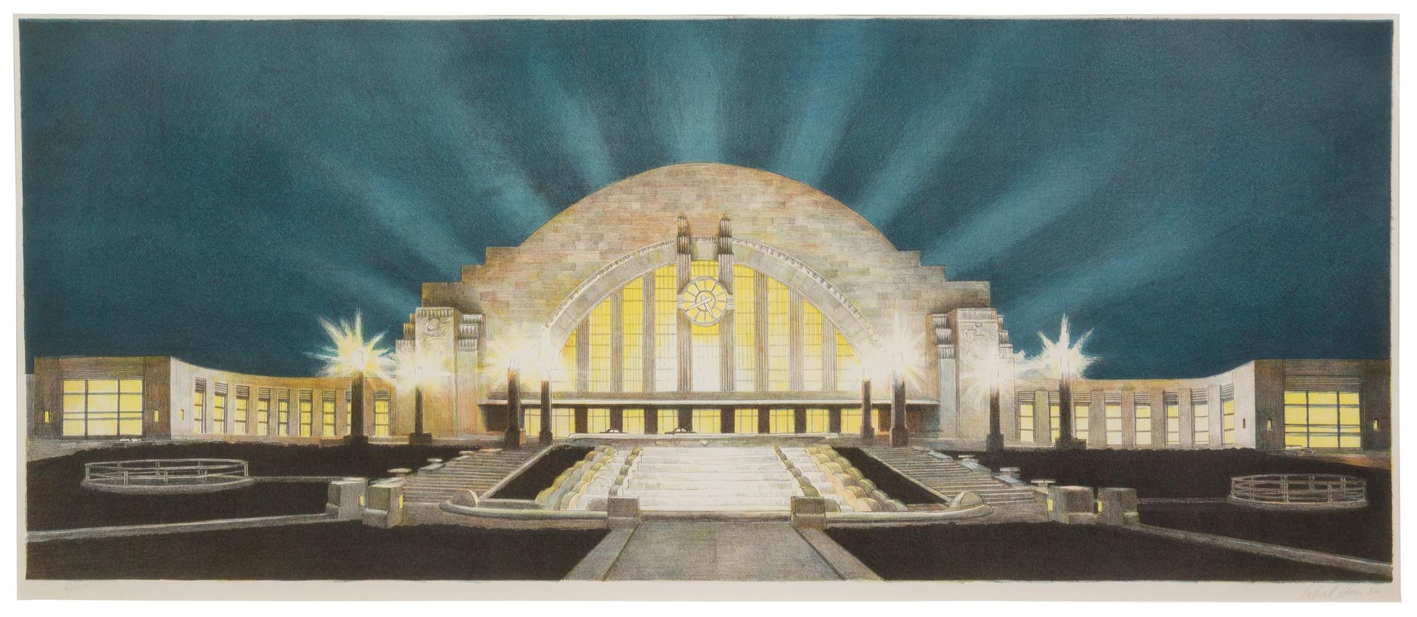 Richard Haas, (American, b. 1936), Railroad Terminal Cincinnati, 1986