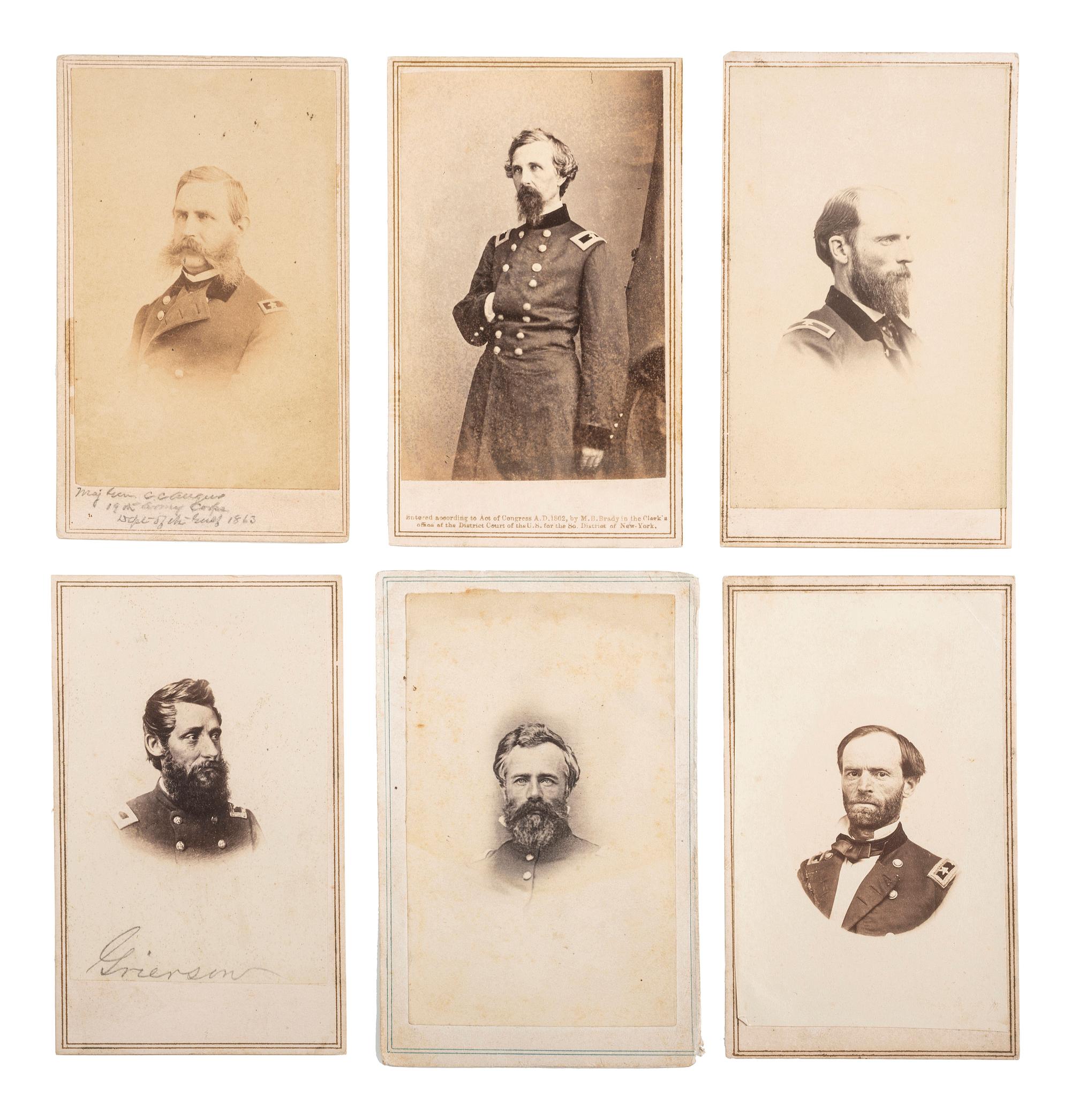 [CIVIL WAR - LOUISIANA]. A group of 11 photographs of Union generals, many from the Department of the Gulf, incl. W.T. Sherman, Thomas Williams, KIA Baton Rouge, and Edward Molineux.