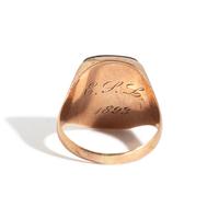 A Neoclassical Gold and Black Onyx Finger Ring with a Female Portriat — 'E.S.L 1893' engraved on the back of the ring