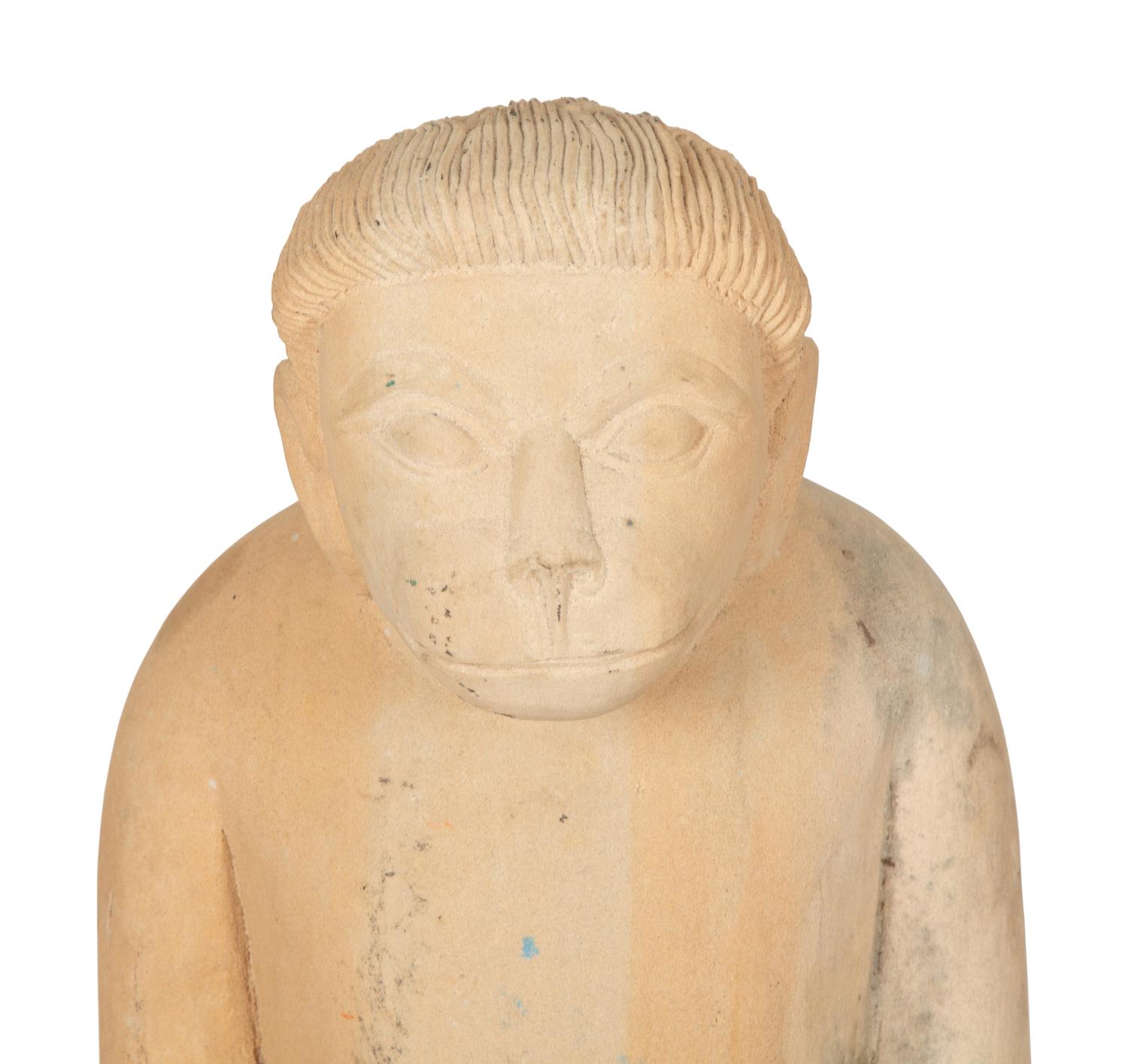 A Pair of Cast Stone Monkey-Form Torchere Holders