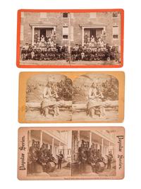 [NATIVE AMERICANS]. A group of 3 stereoviews, incl. Native American students at Indian schools.