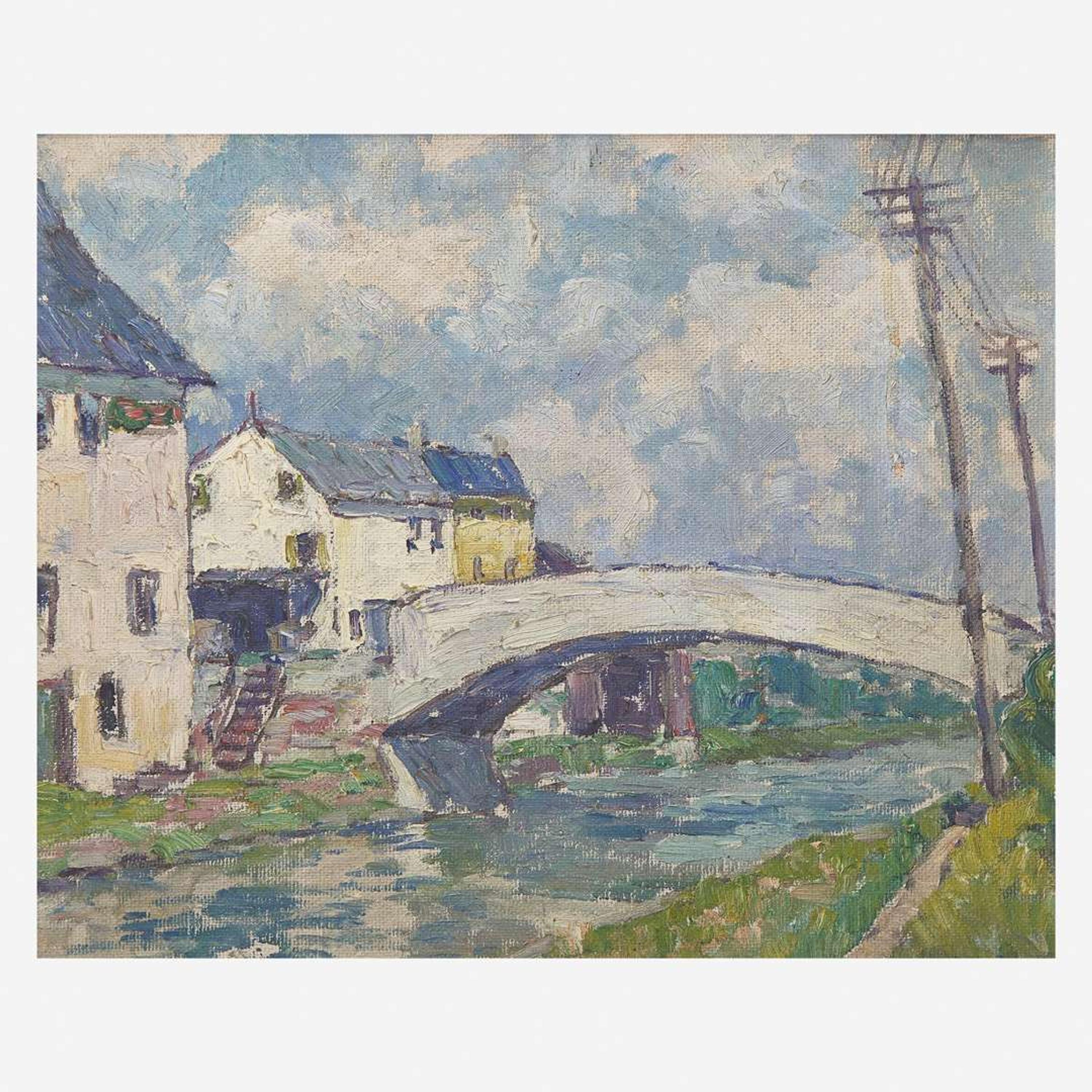 John Wells James (American, 1873-1951) Bridge Over Canal at New Hope
