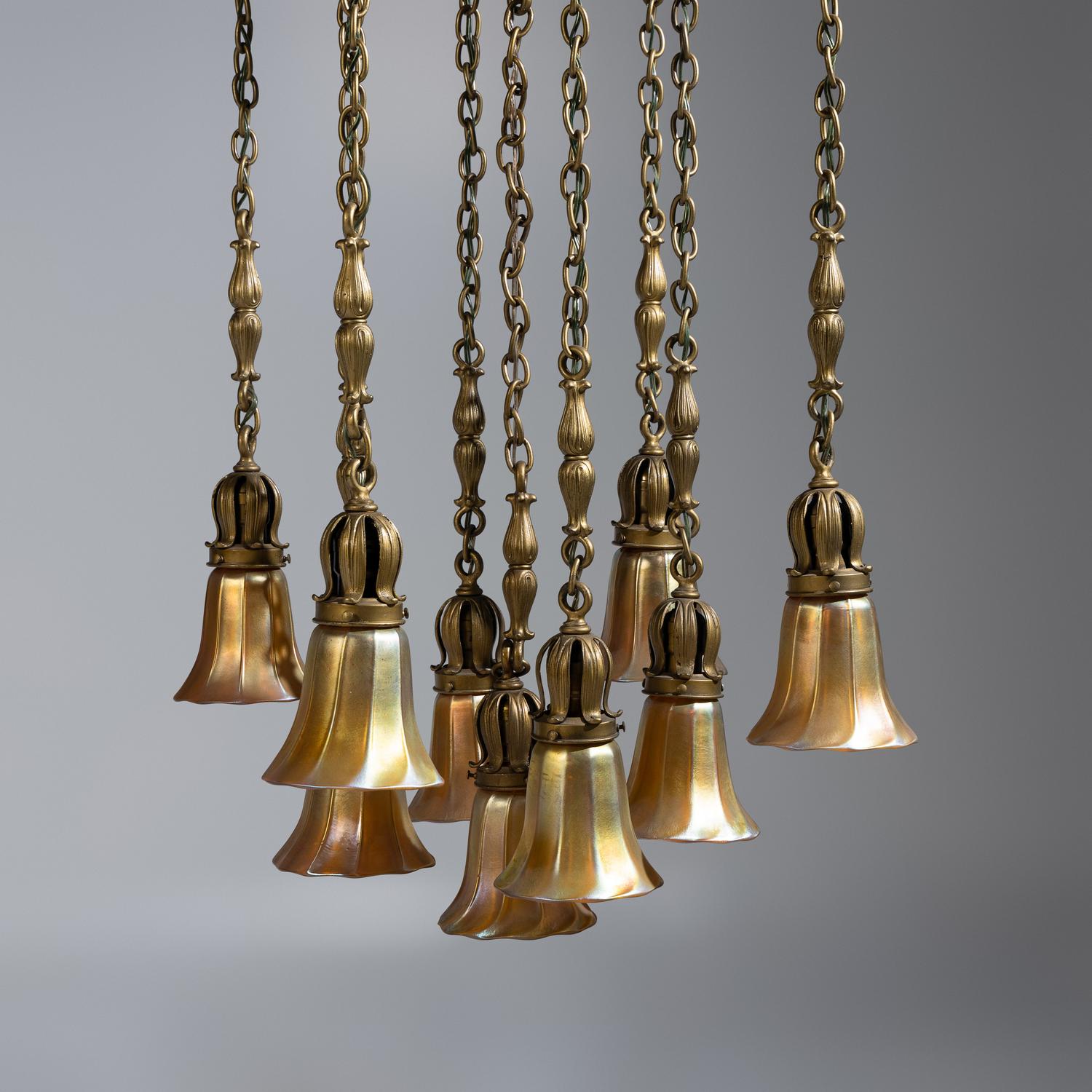 Aurene Glass Hanging Nine-Light Fixture
