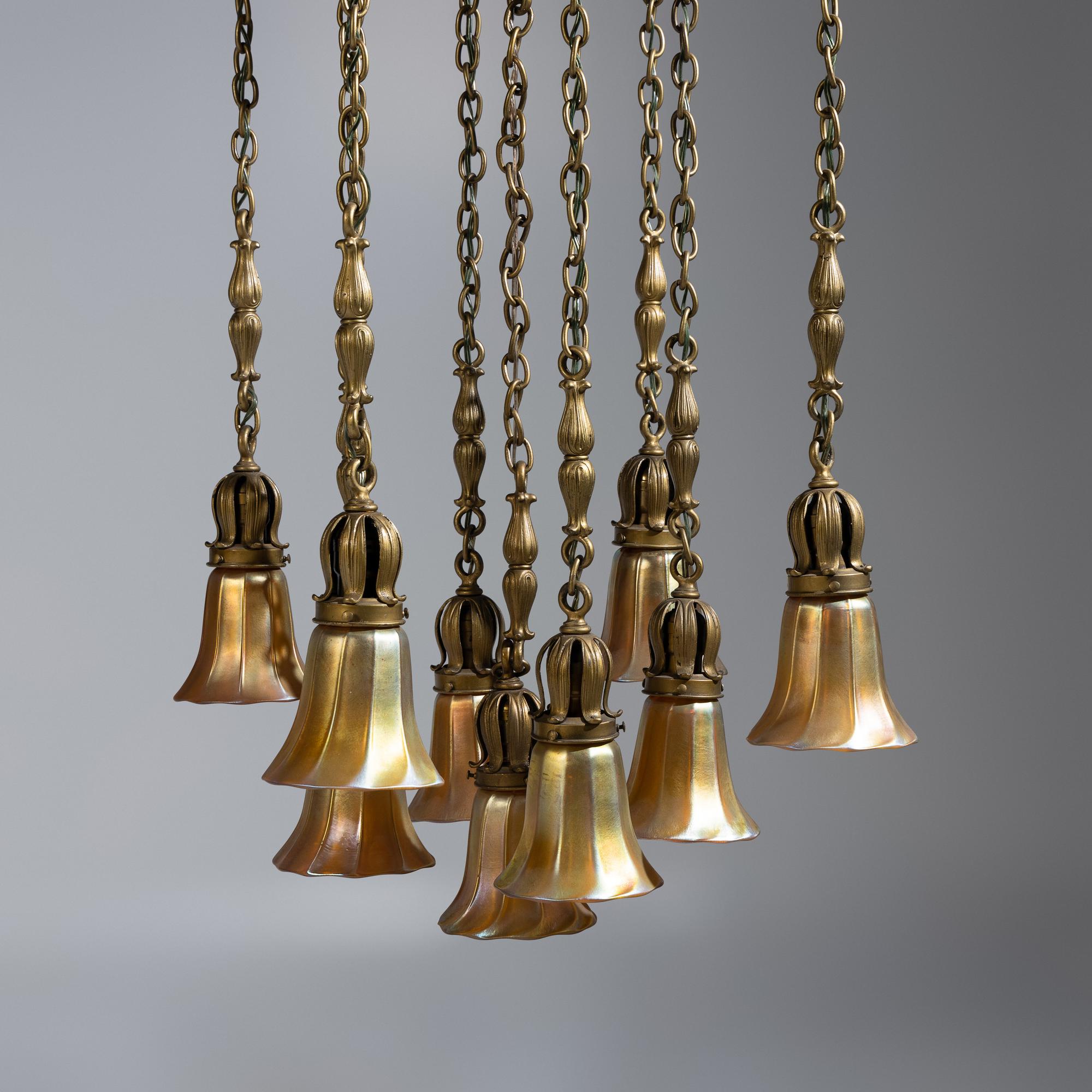 Aurene Glass Hanging Nine-Light Fixture