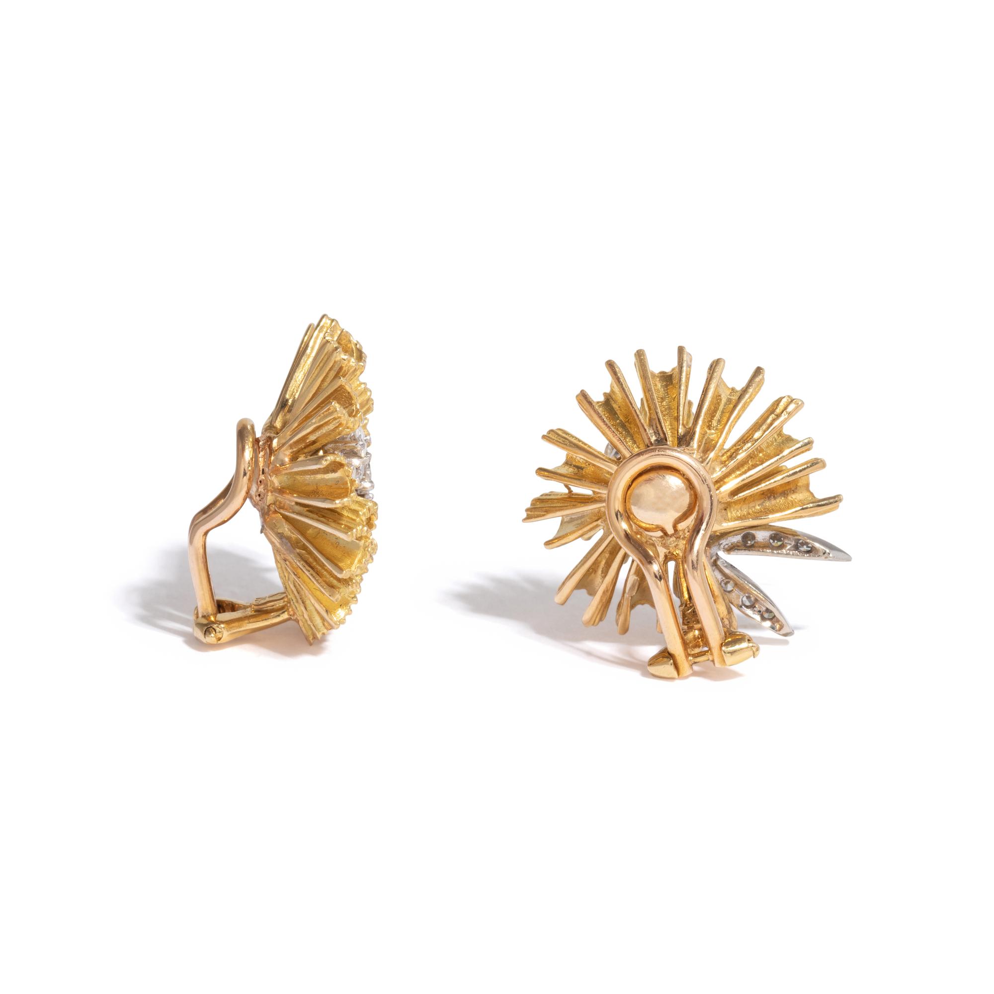 BICOLOR GOLD AND DIAMOND CLIP EARRINGS