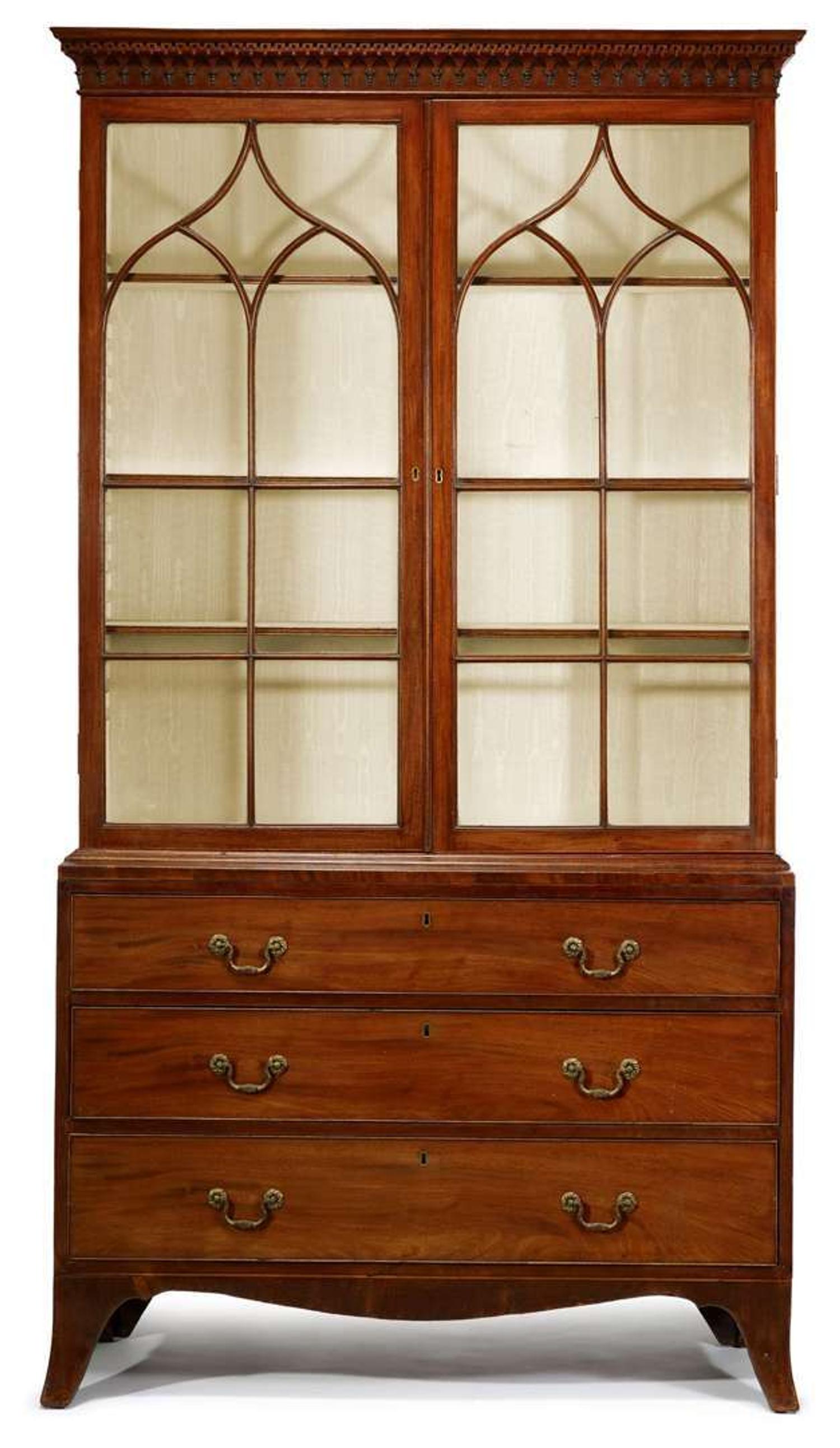 George III inlaid mahogany dresser bookcase early 19th century