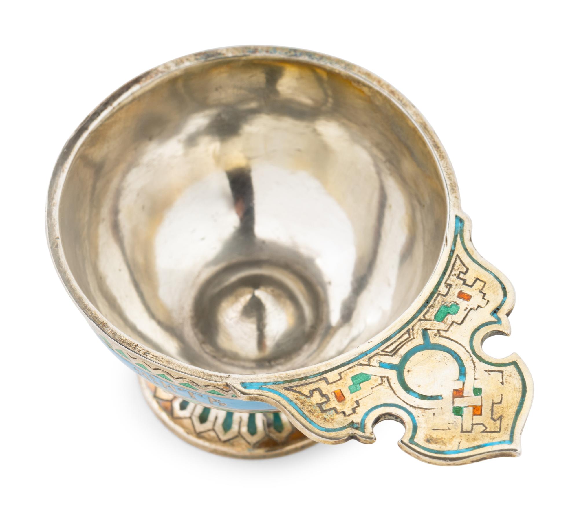 A Russian Enameled Silver Kovsh