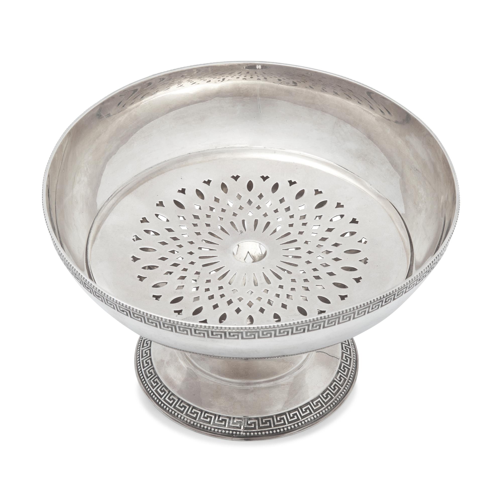 A Neoclassical Sterling Silver Ice Bowl with Pierced Drain