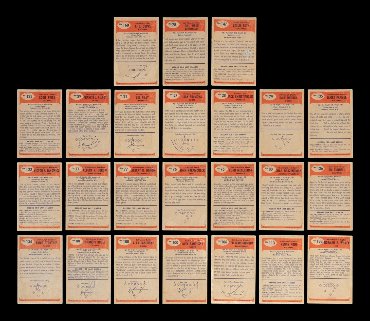 A Group of 24 1955 Bowman Football Cards,
