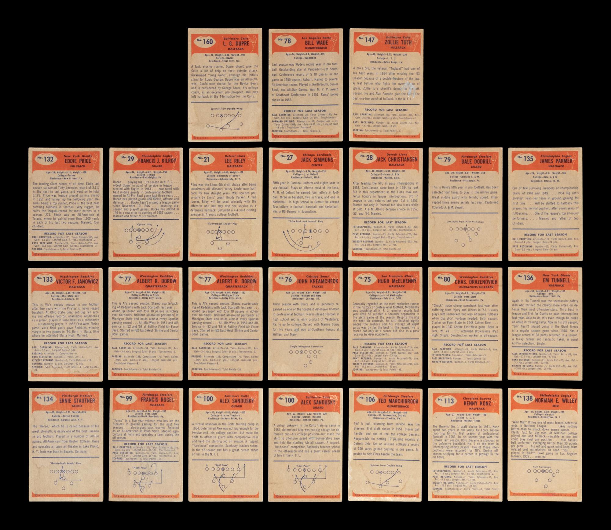 A Group of 24 1955 Bowman Football Cards,
