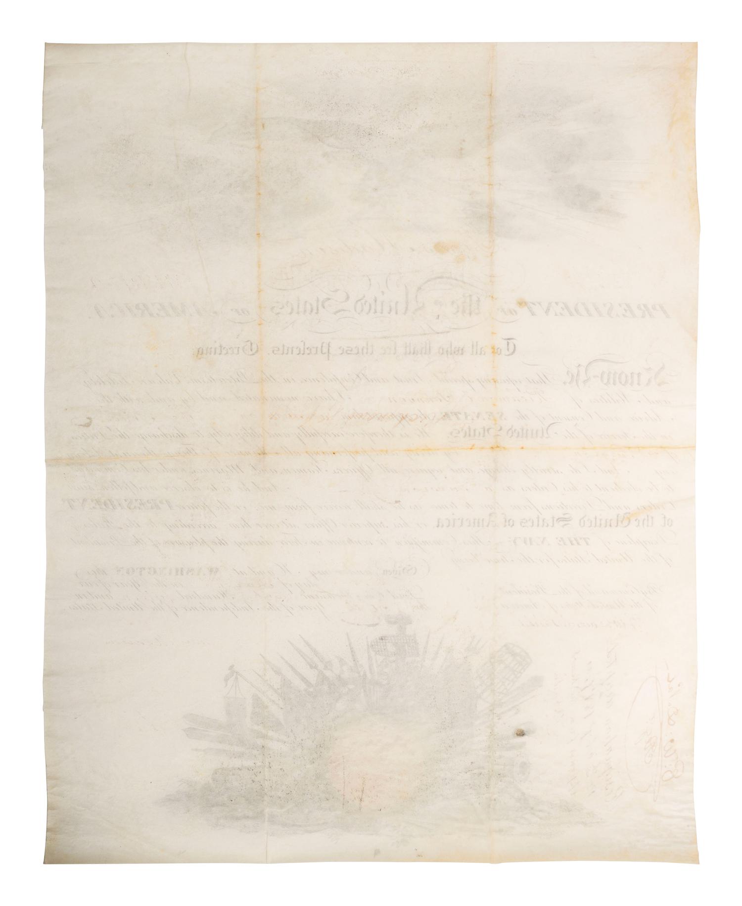 MADISON, James (1751-1836). Partly-printed appointment signed ("James Madison"), as President of the United States. Washington, DC. 1 March 1815.