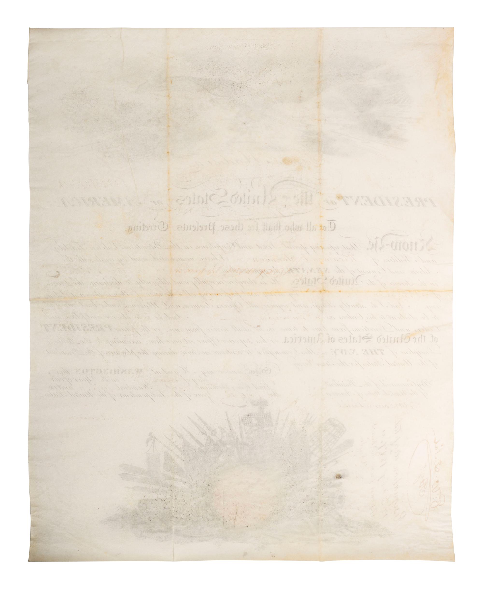 MADISON, James (1751-1836). Partly-printed appointment signed ("James Madison"), as President of the United States. Washington, DC. 1 March 1815.