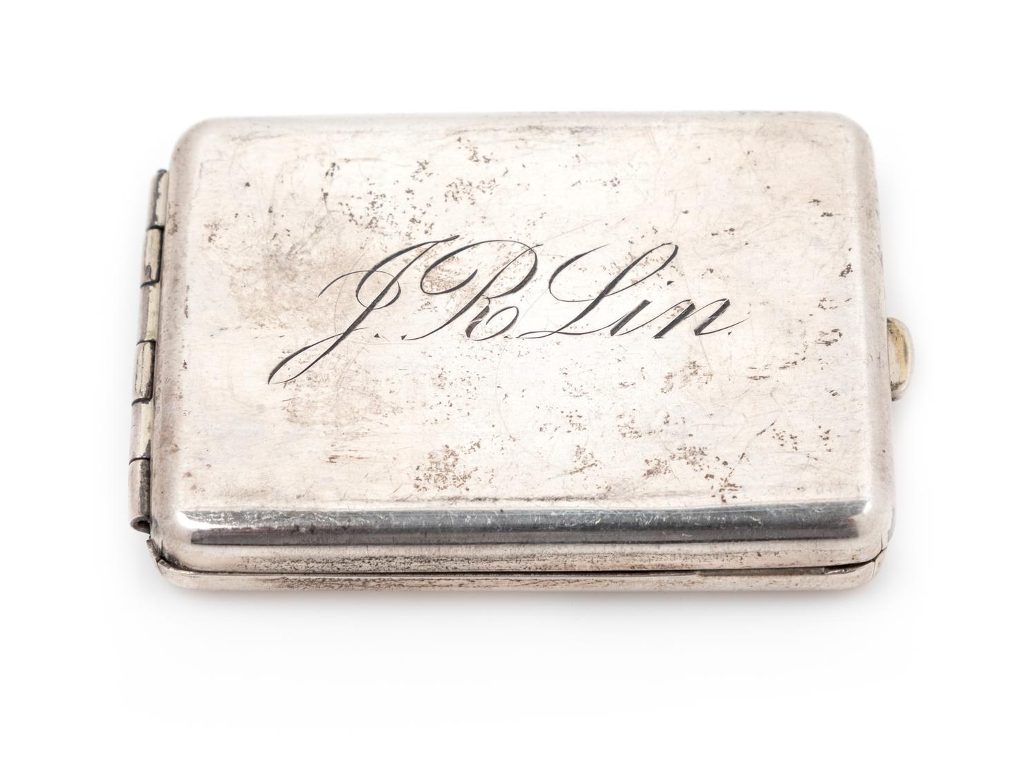 An American Silver Match Safe, Late 19th/Early 20th Century, the case with an engraved name, the inside with a paper label marked From