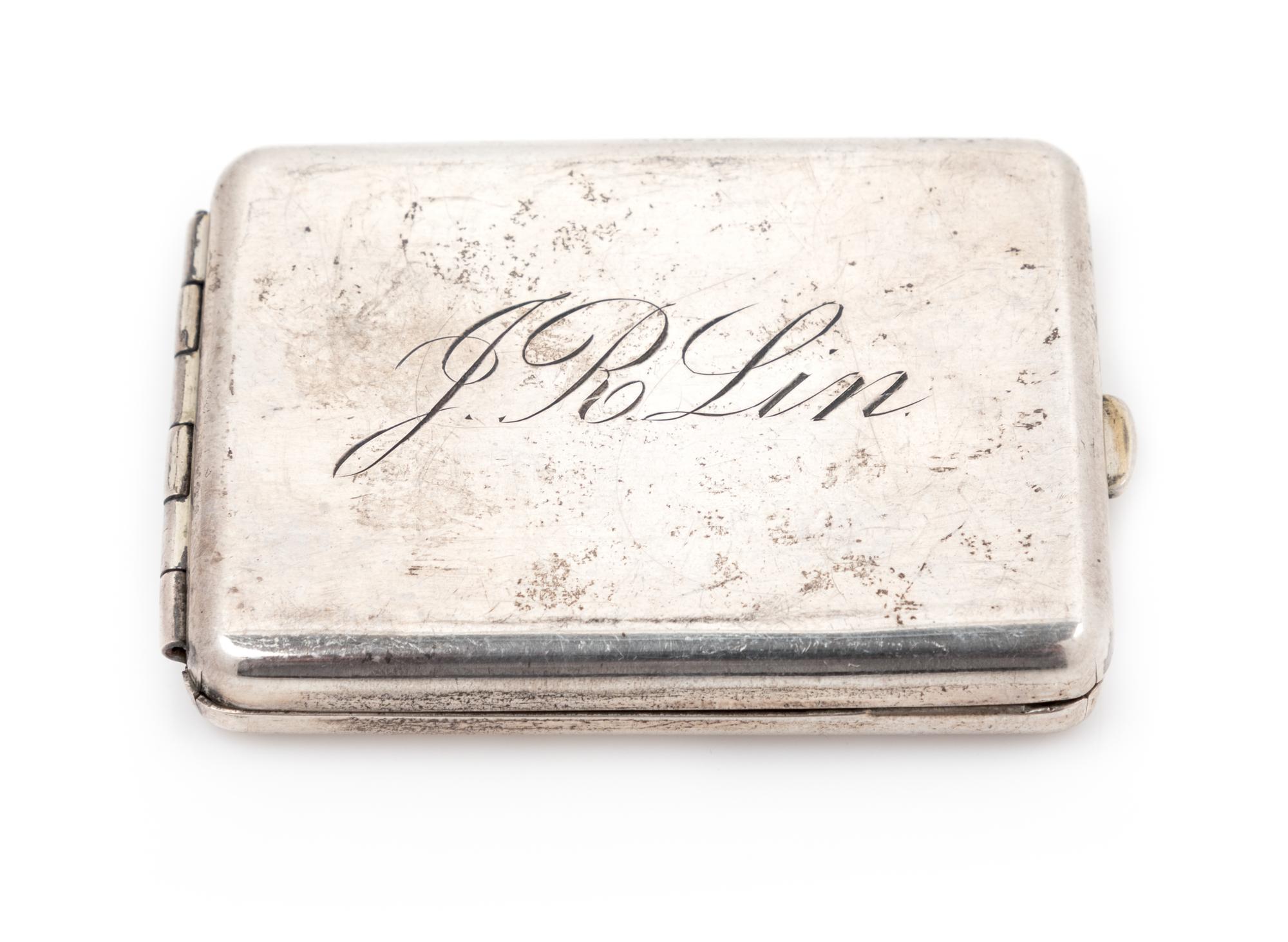 An American Silver Match Safe, Late 19th/Early 20th Century, the case with an engraved name, the inside with a paper label marked From