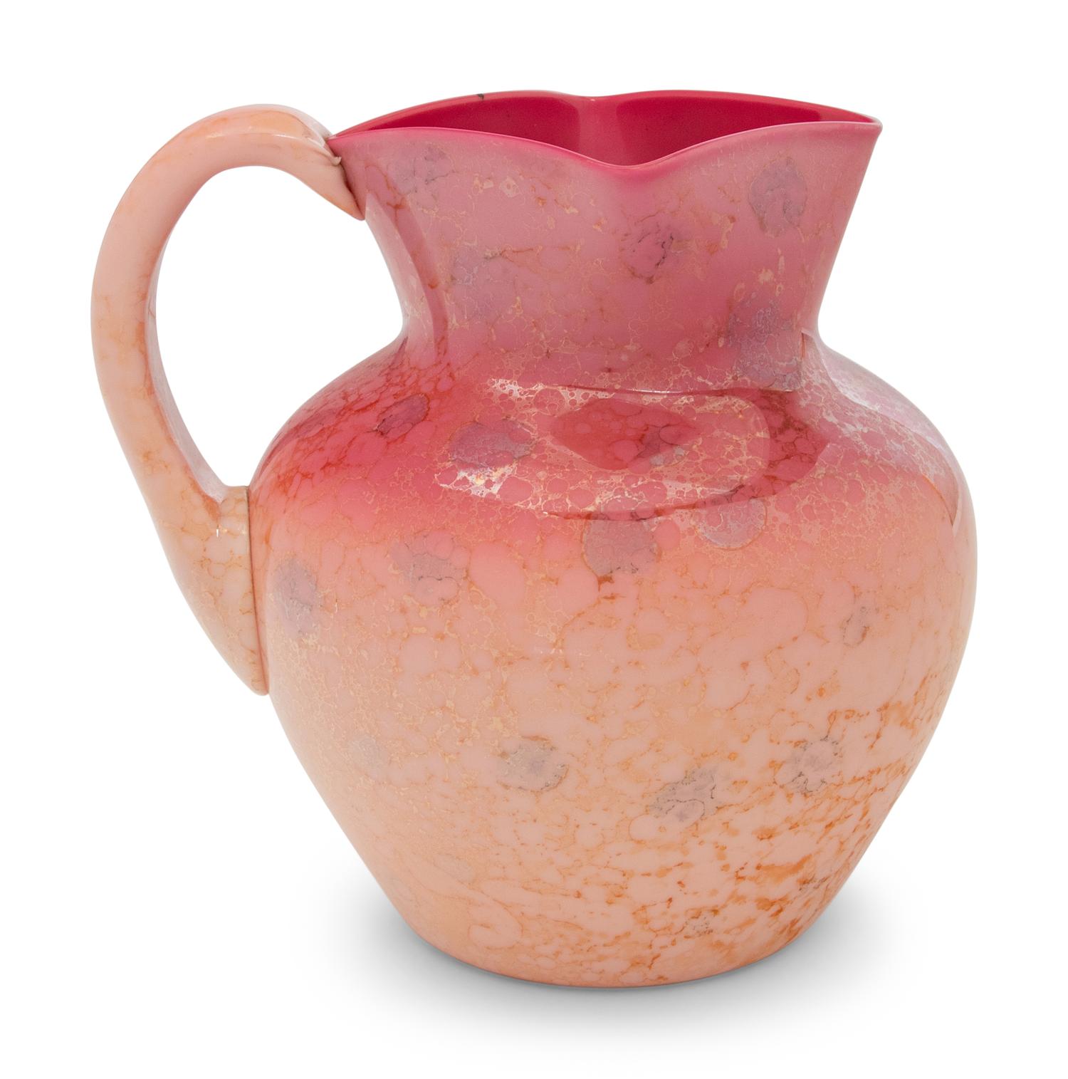 A New England Wild Rose Agata Glass Water Pitcher