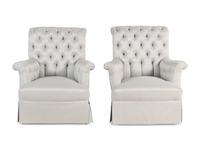 A Pair of Napoleon III Button-Tufted Bergères