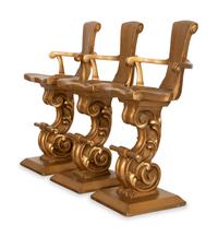 Three Carved Giltwood Rococo Style Bar Stools