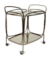 An Art Deco Style Chrome and Silvered Mirror Bar Cart — 20TH CENTURY