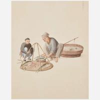 Chinese School 19th century Group of Thirteen Works Depicting Chinese Occupations