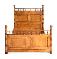 A Faux Bamboo and Maple Bed and Side Tables