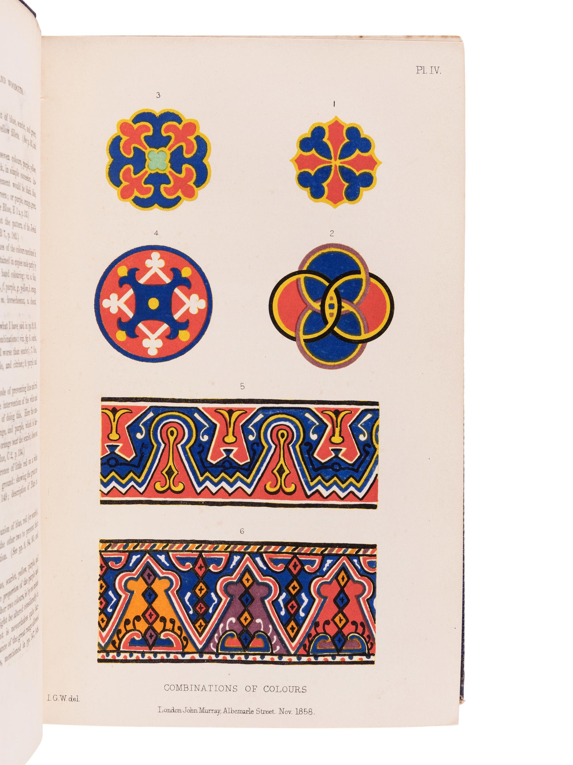 WILKINSON, John Gardner (1797-1875). On Colour and on the Necessity for a General Diffusion of Taste Among All Classes. With Remarks on Laying Out Dressed or Geometrical Gardens. London: Spottiswoode & Co. for John Murray, 1858.