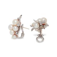 CULTURED PEARL AND DIAMOND EARCLIPS